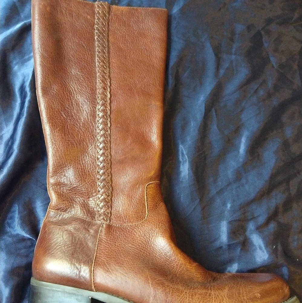 Nicole Distressed & Braided Riding Boot
